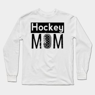 Hockey Mom in White and Black Long Sleeve T-Shirt